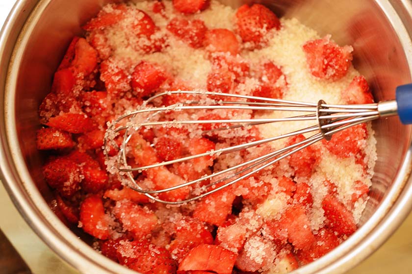 strawberry jam + sugar