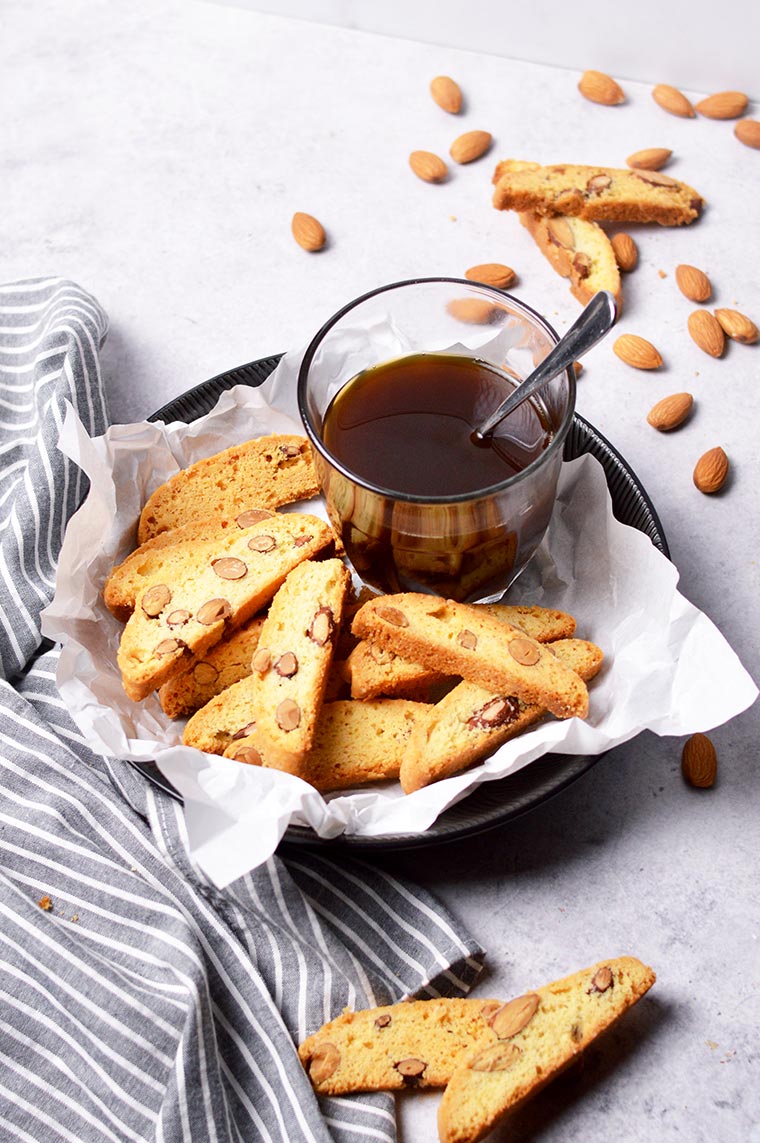 almond biscotti served with coffee