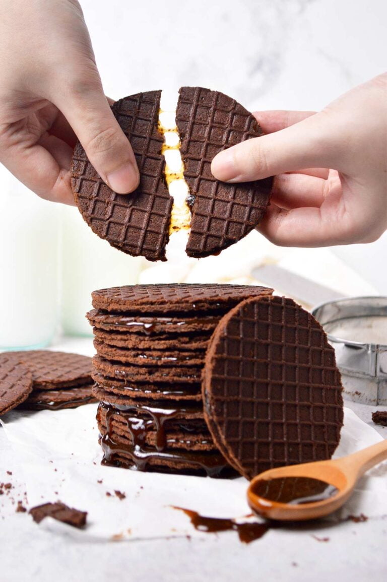 chocolate stroopwafels with caramel filling