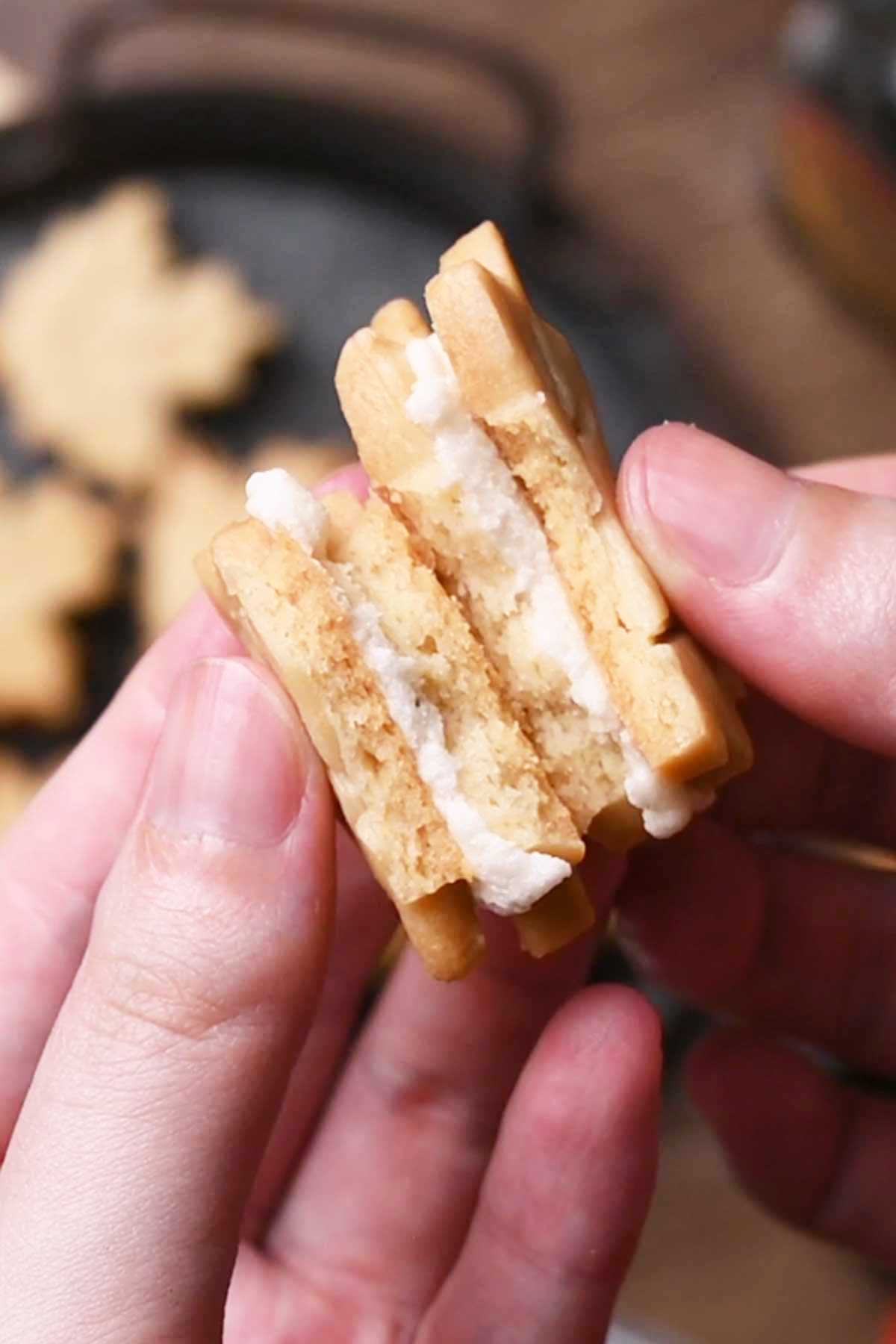 maple leaf sandwich cookies with cream filling
