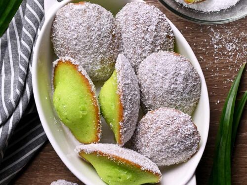 ✳︎pandanchocola✳︎ Pandan Coconut Madeleines - Jaja Bakes
