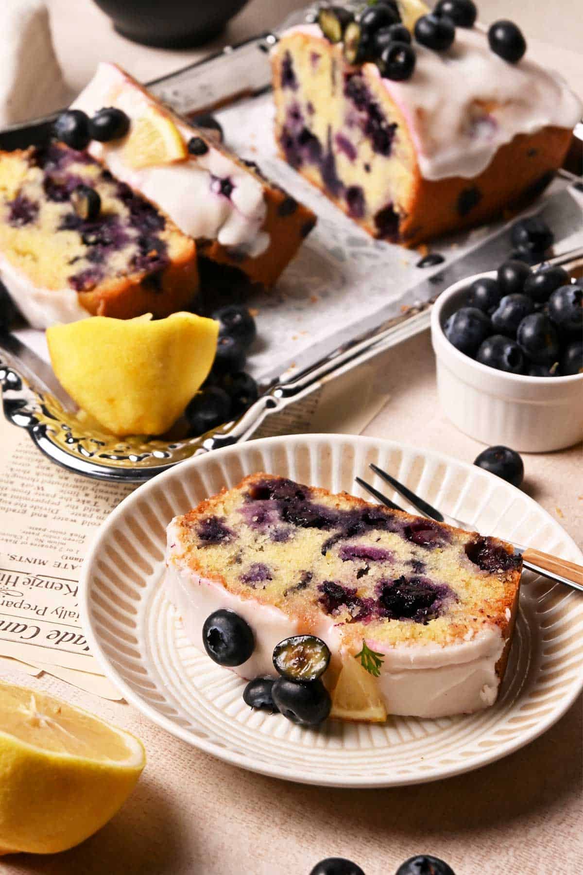 lemon blueberry loaf cake with lemon glaze