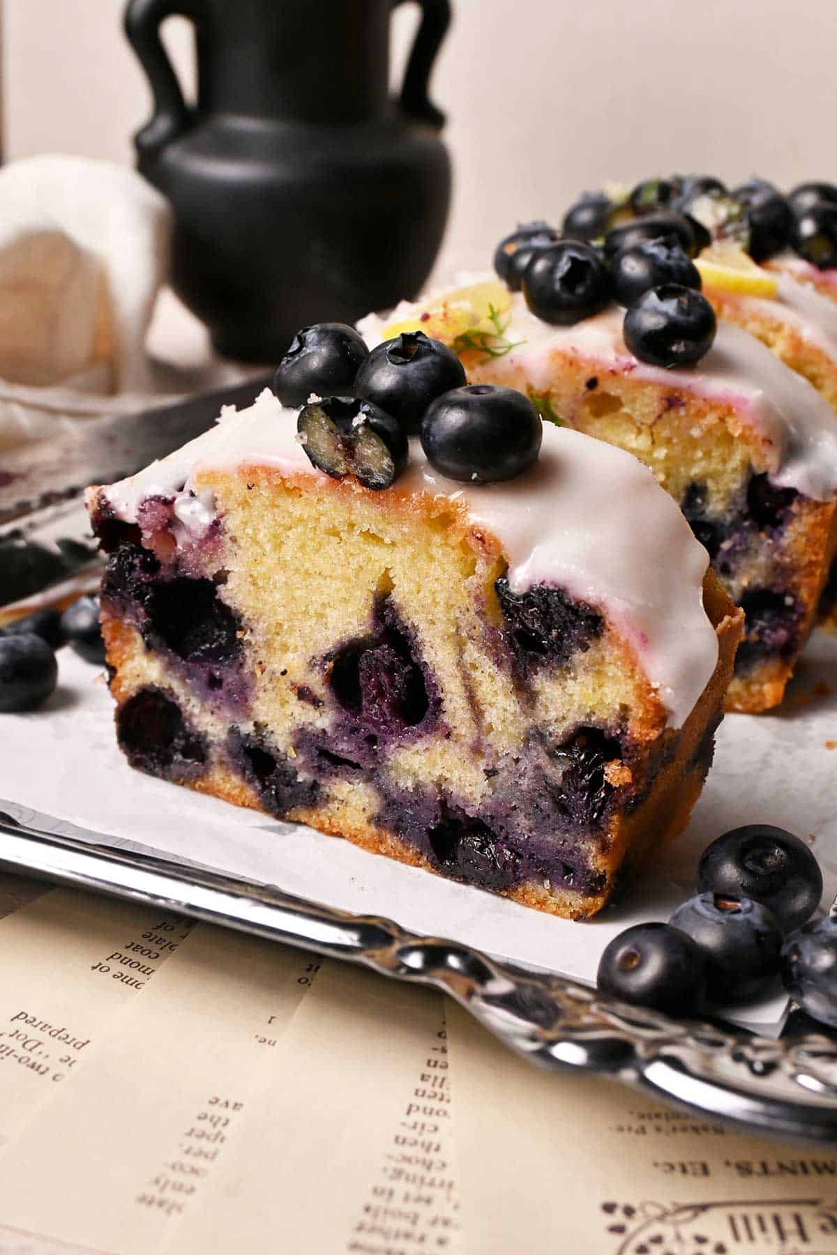 lemon blueberry pound cake with lemon glaze
