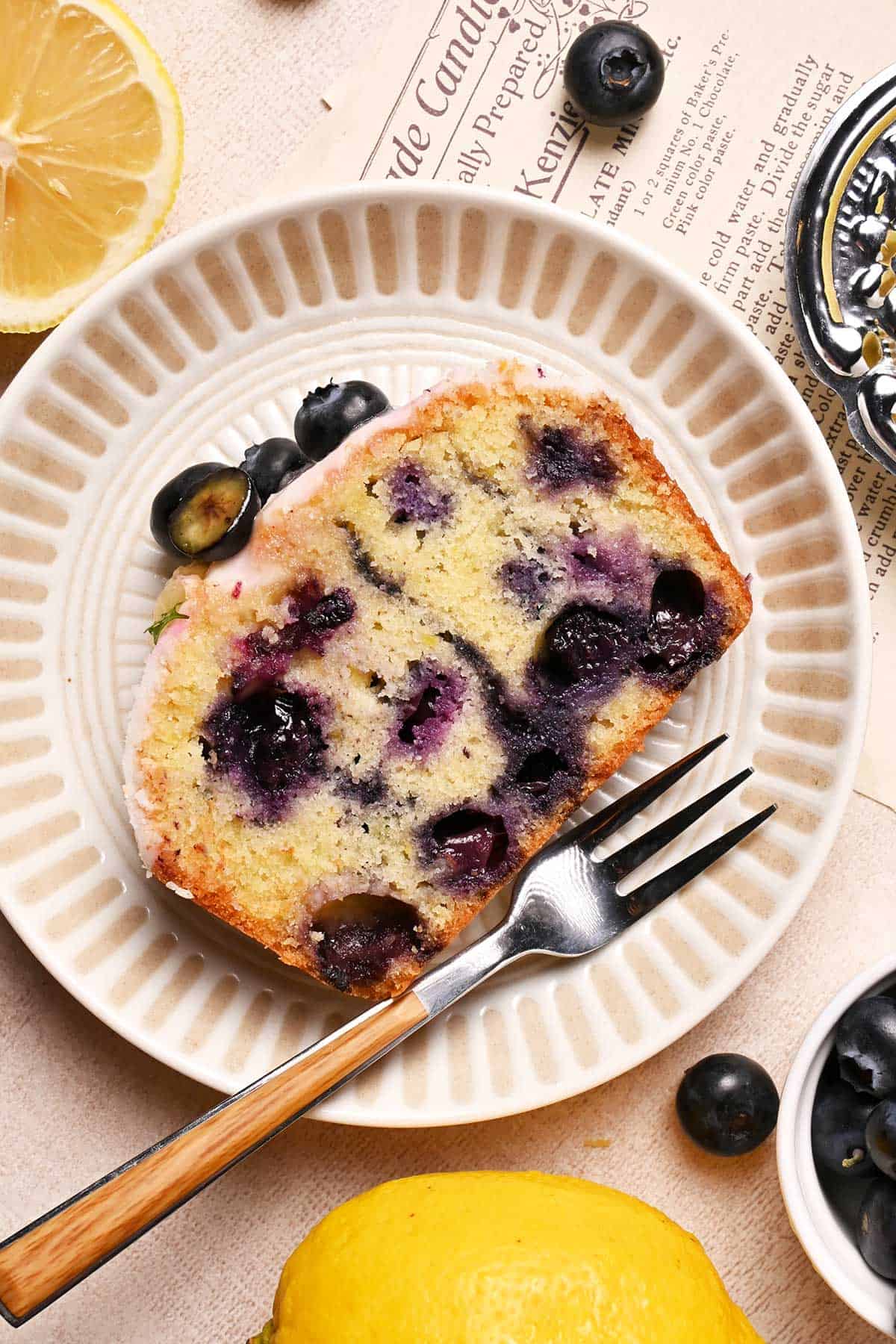 lemon blueberry pound cake with lemon glaze