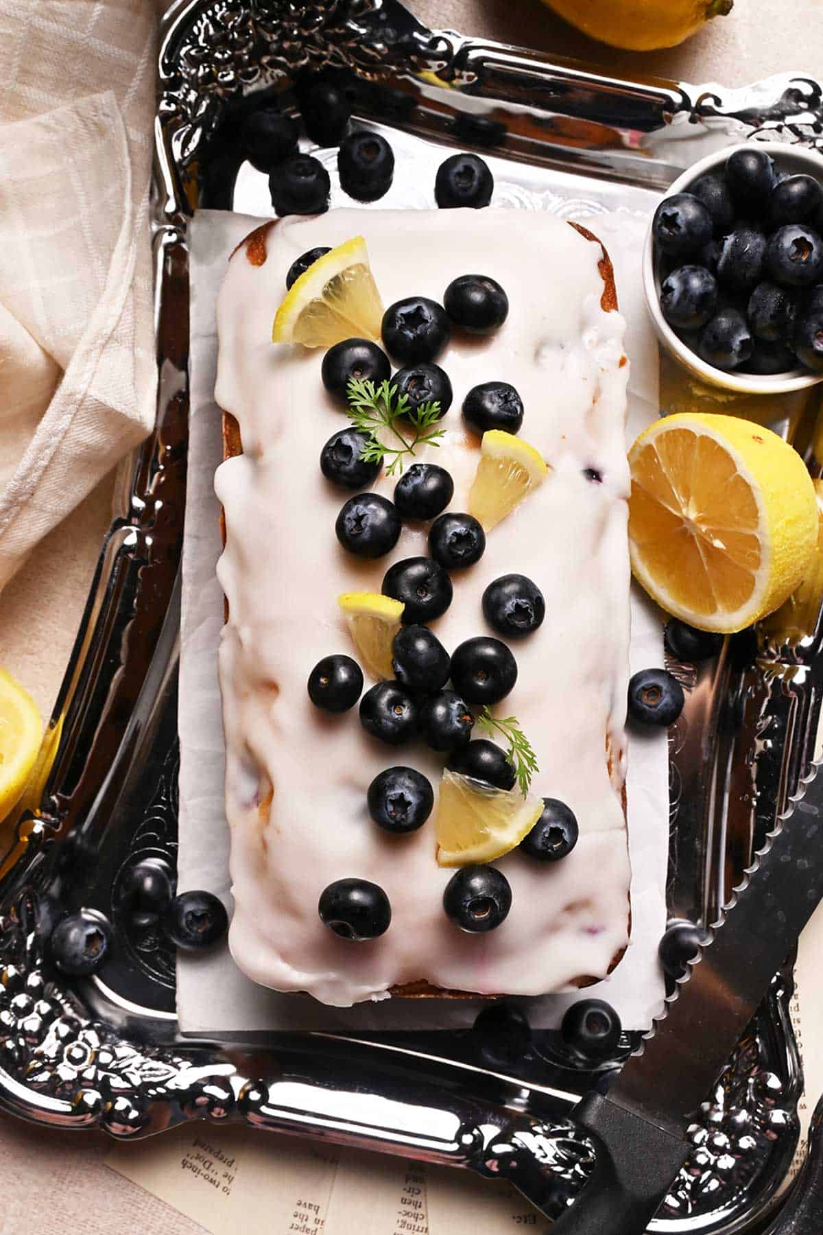 lemon blueberry loaf cake with lemon glaze