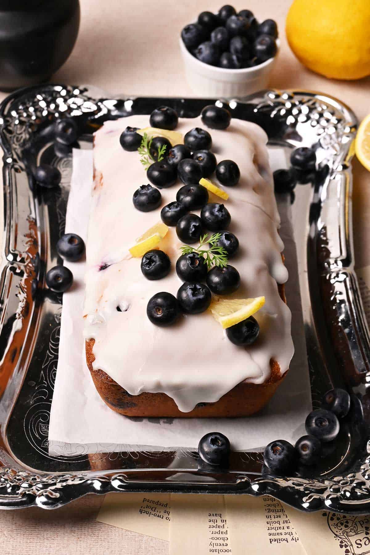 lemon blueberry pound cake with lemon glaze