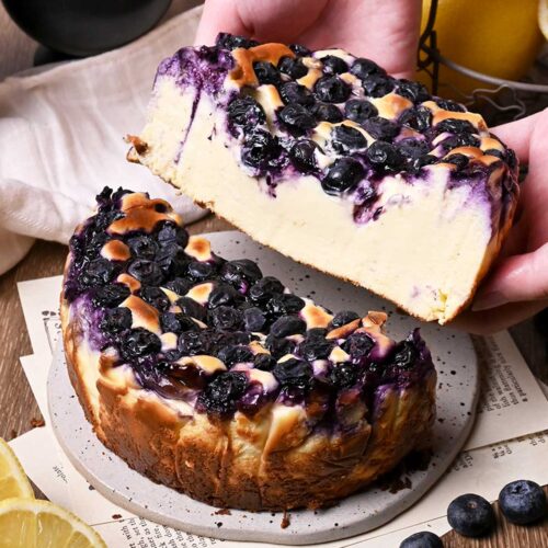 Lemon Blueberry Basque Cheesecake - Jaja Bakes