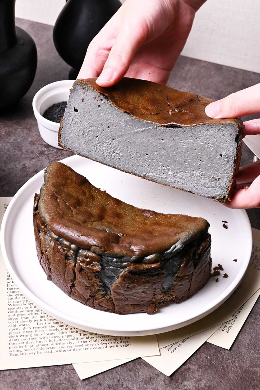 Black Sesame Basque Cheesecake - Jaja Bakes