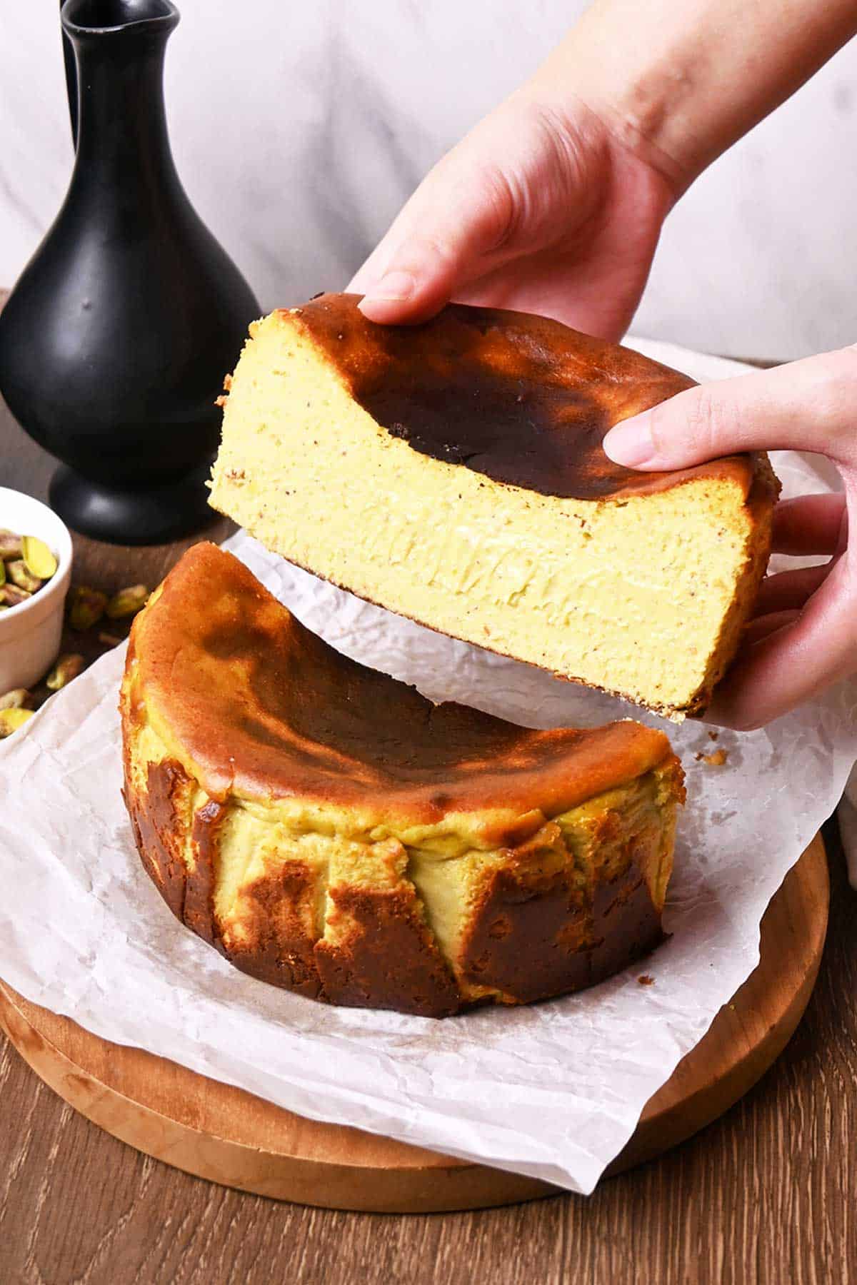 pistachio basque cheesecake